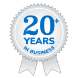 20+ years logo.